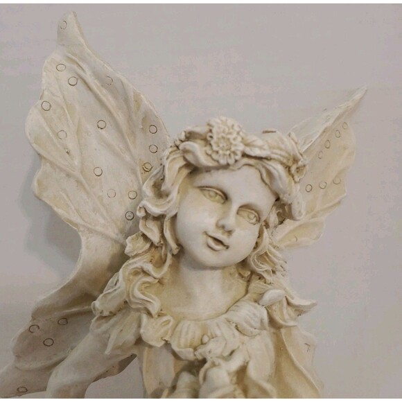 Midwestern Home Products 12.5" White Resin Fairy Whimsical Fantasy Flowers EUC - Picture 2 of 8